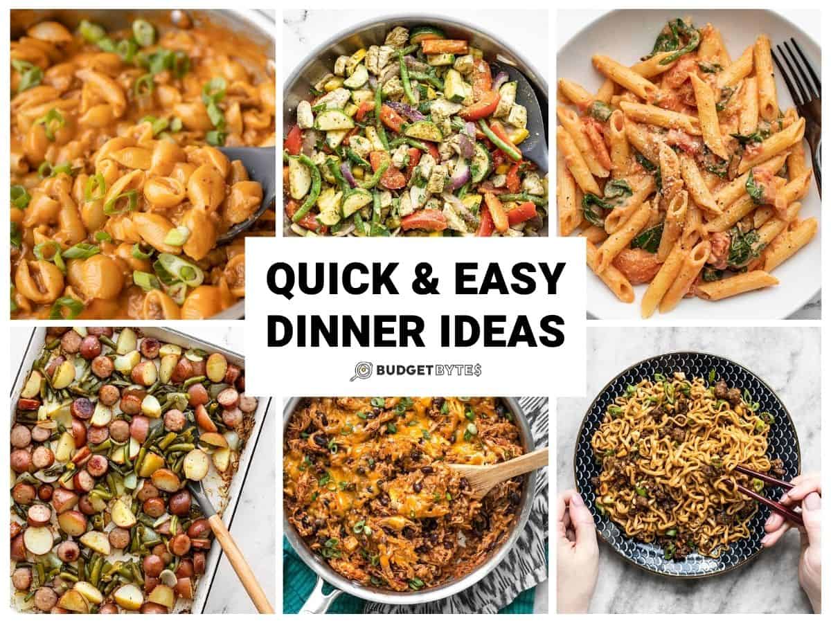 Quick and easy meals like pasta, stir-fry, and wraps